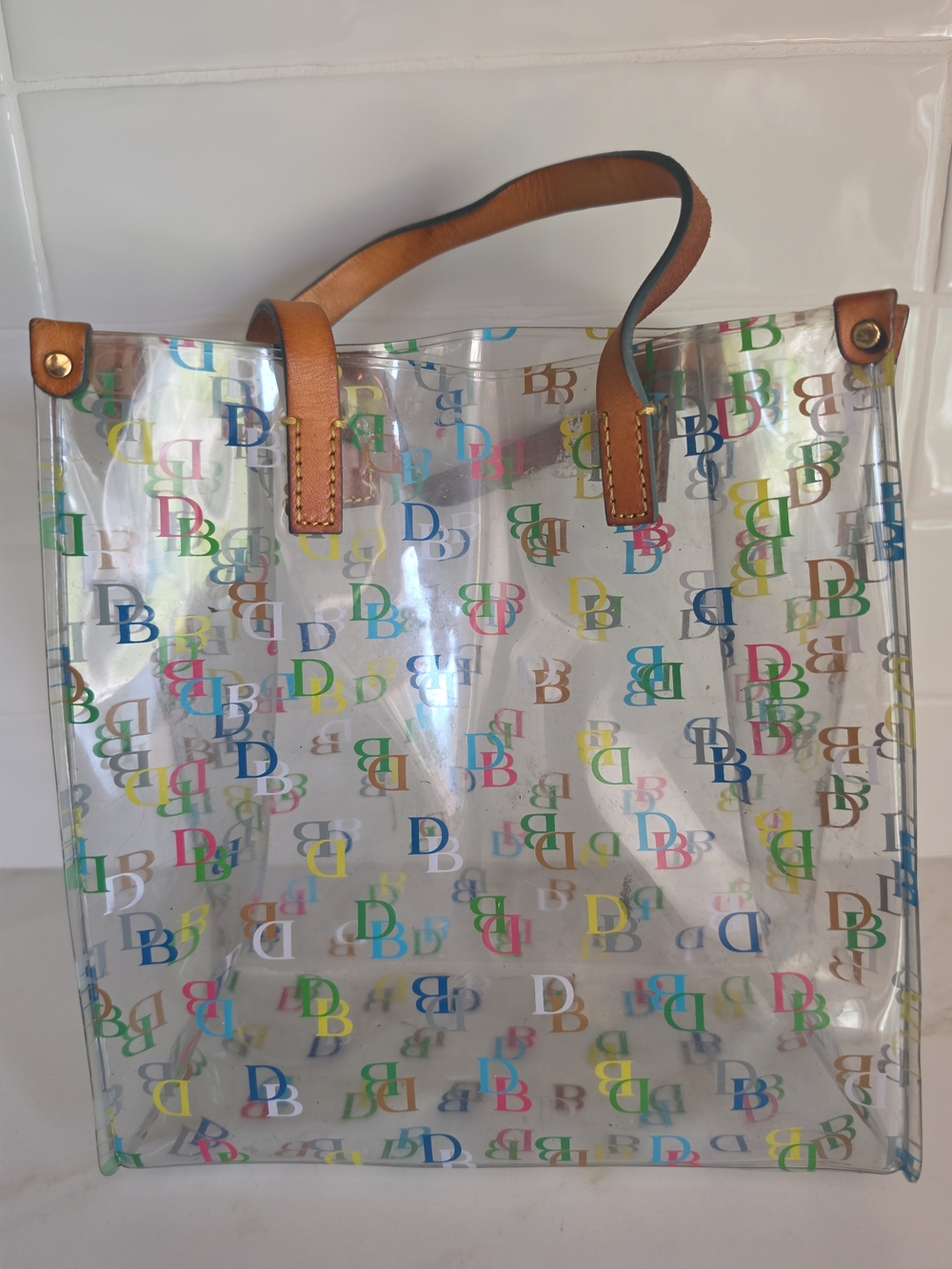 Vintage Dooney & Bourke Clear Monogram Mini Tote Lunch Bag STADIUM APPROVED